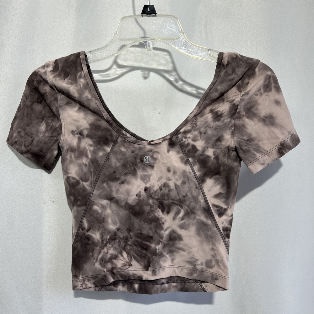 Lululemon Align Space Dye Cropped Short Sleeve Tie Dye Top Size 2